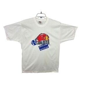 Lionel Sz L Graphic T-Shirt White w Red Santa Fe Engine Short Sleeve Cotton